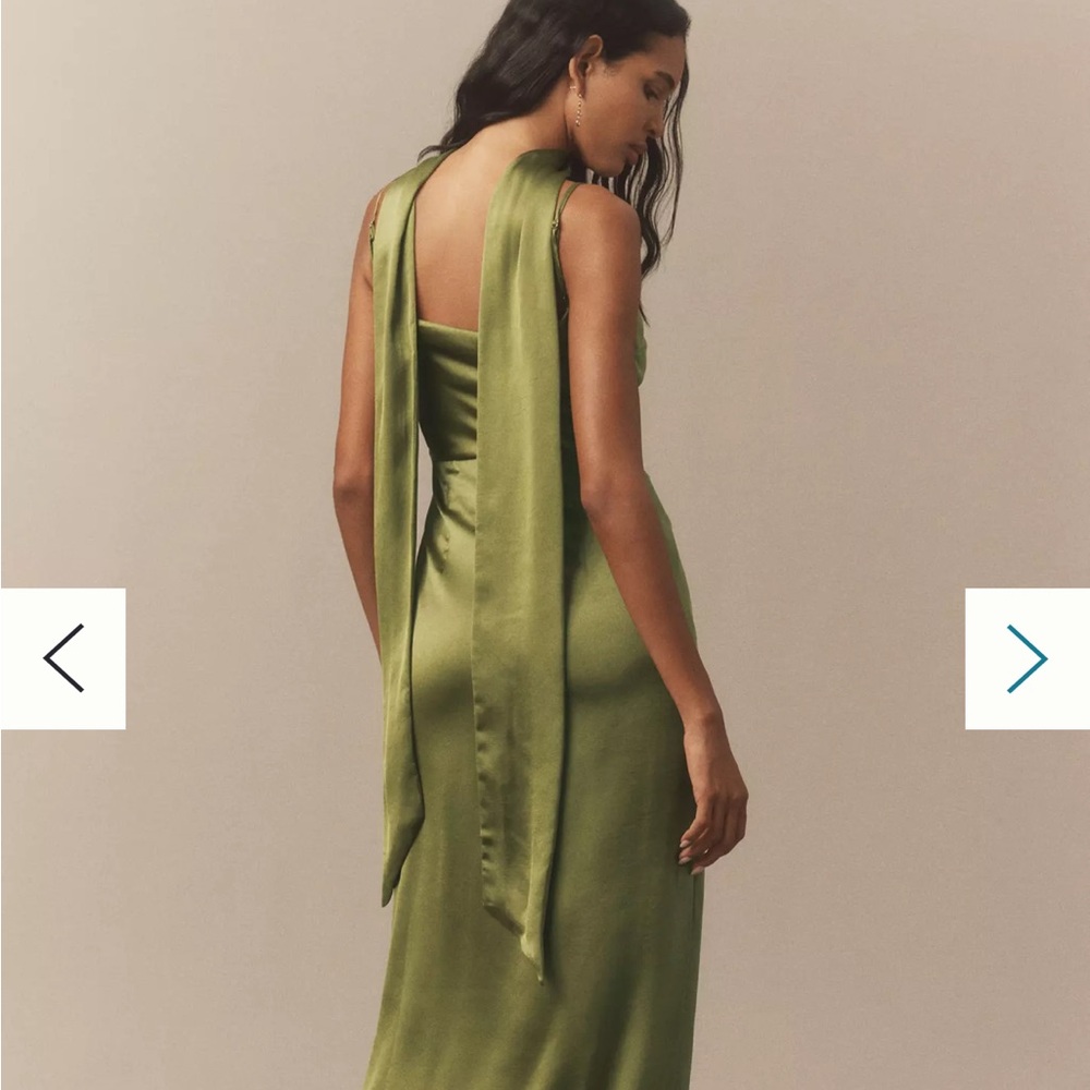 Anthropologie / BHLDN Delaney Scoop-Neck Scarf High-Shine Satin Maxi Dress - Picture 2 of 3